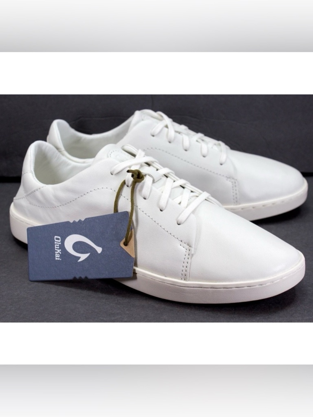 OluKai Pehuea Li ‘Ili Womens Size US 11 White Leather Lace Up Beach Casual Shoes